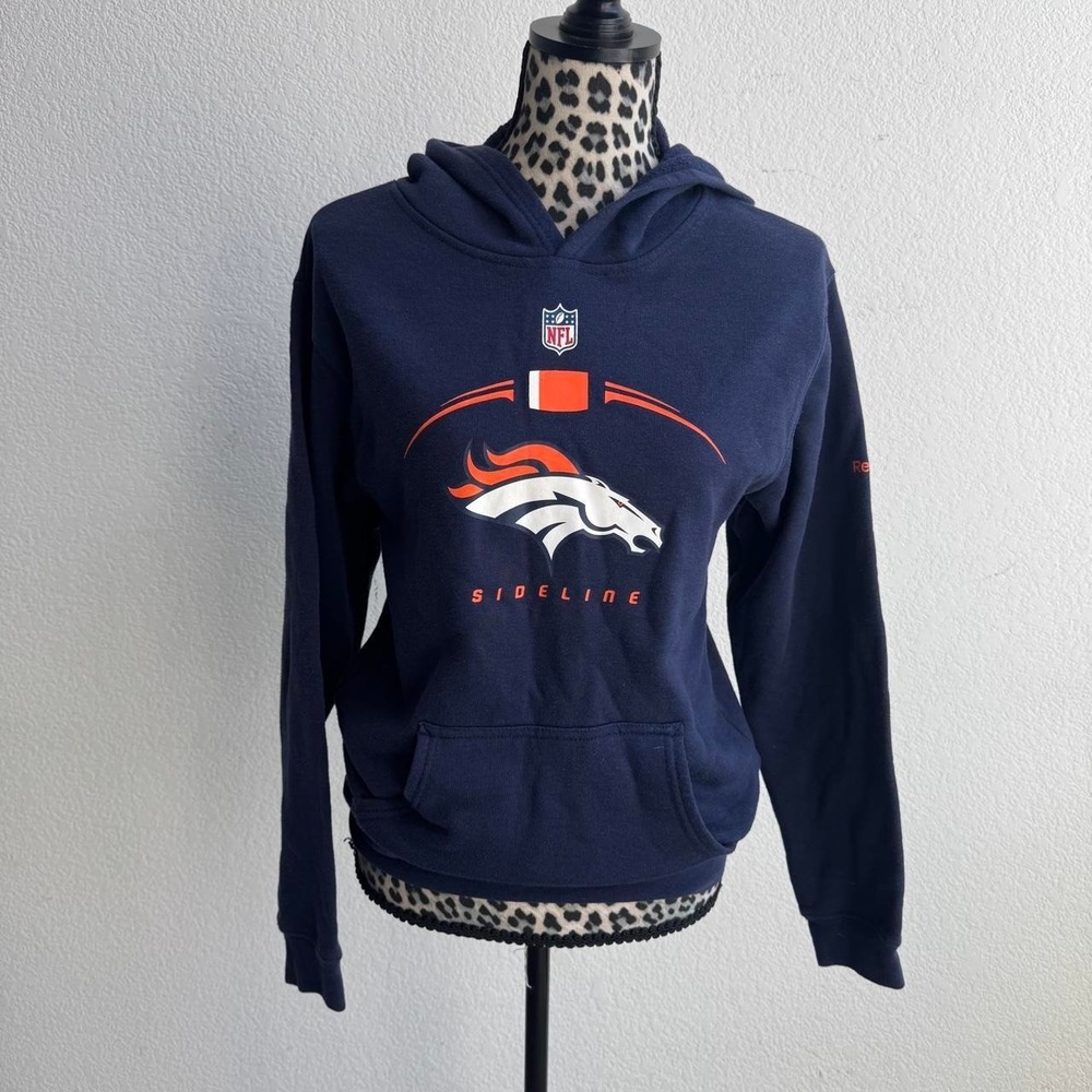 Reebok Denver Broncos navy hoodie size L(14/16)